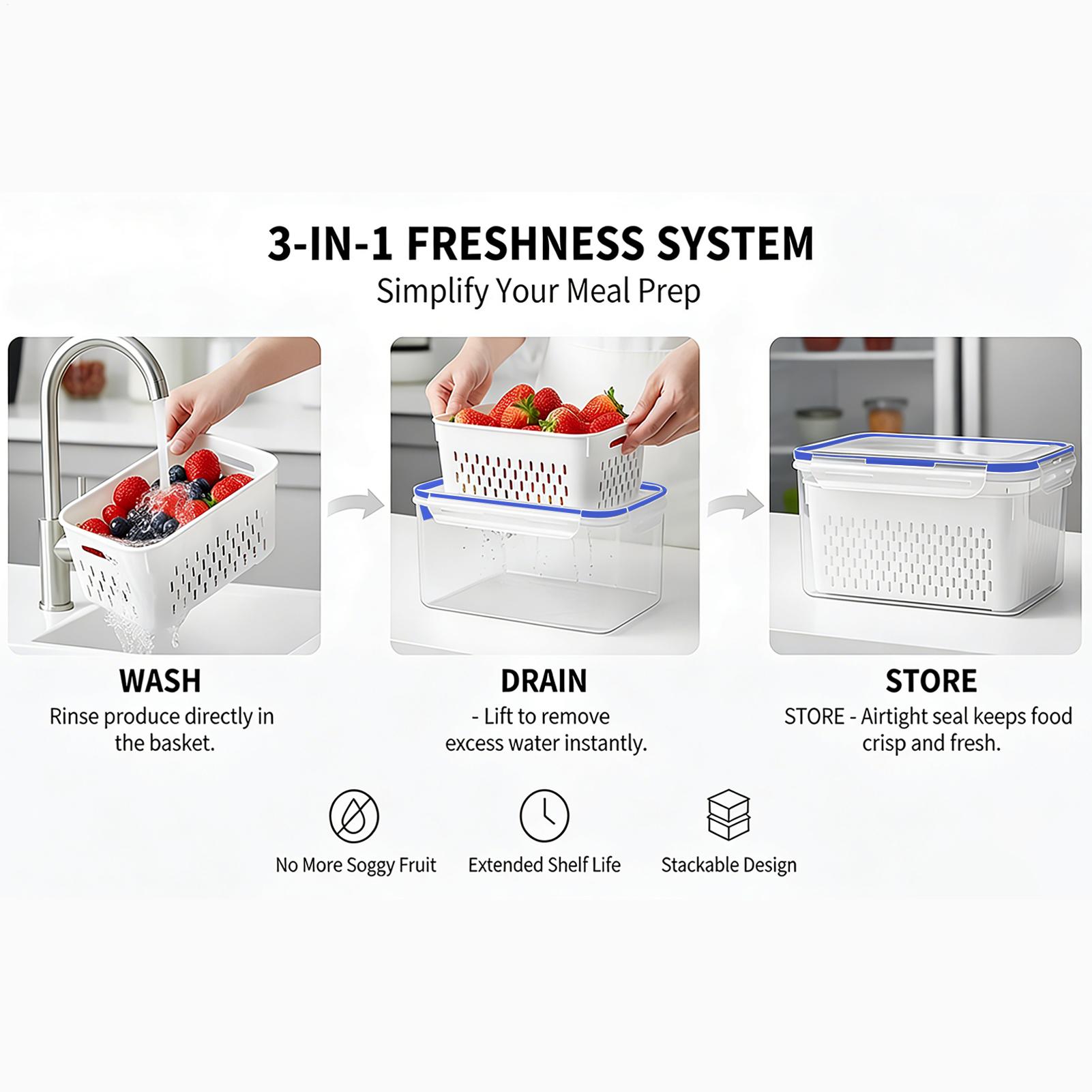 Food Storage Plastic Container - Wadah Penyimpanan Makanan 4 In 1