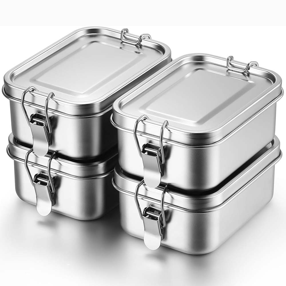 Food Storage Lock Box - 4 buah kotak Bento baja tahan