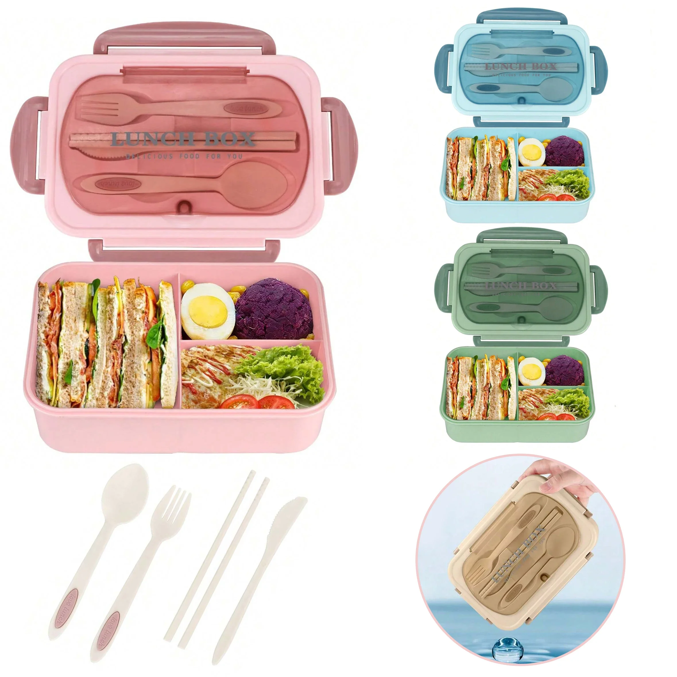 Food Storage Design - Kotak Bento Dewasa dengan 3 Kompartemen