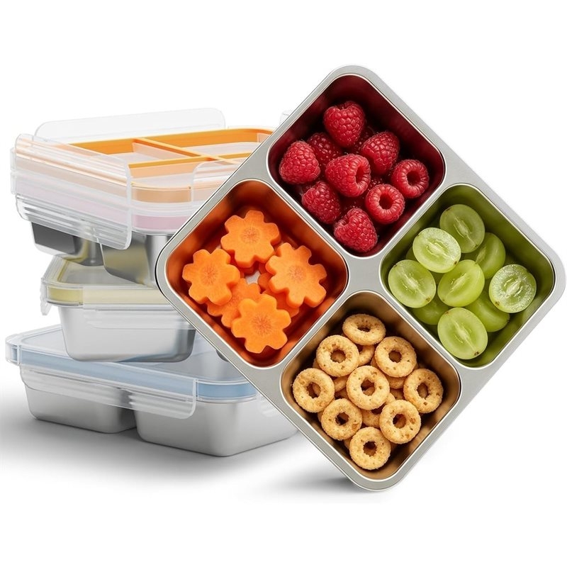 Food Storage Boxes With Lids - GIGI 4Pack Wadah Makanan Ringan Stainless