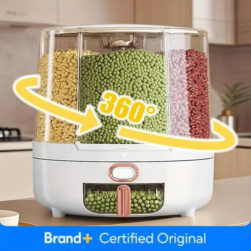 Food Storage In Pantry - 6-Kompartemen 360 ° Wadah Penyimpanan Makanan