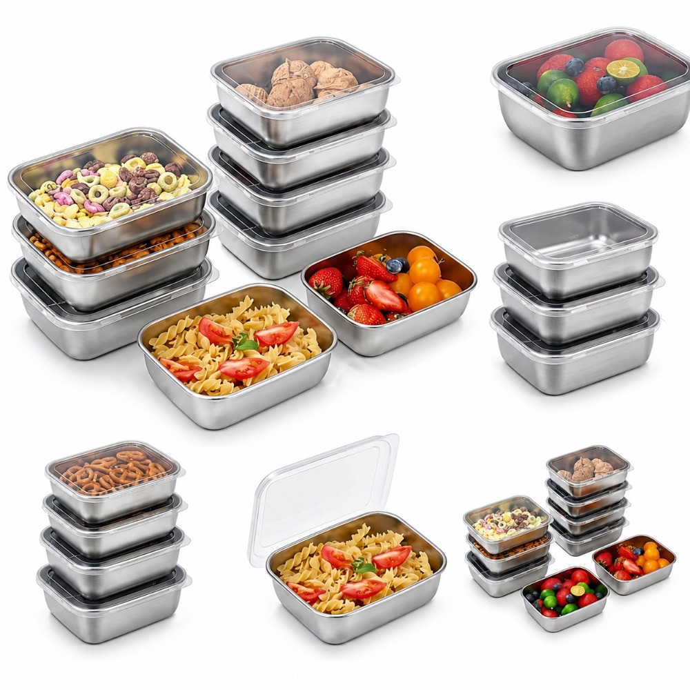 Food Storage Kitchen Container Set - 6PCS Wadah Penyimpanan Makanan Stainless Steel