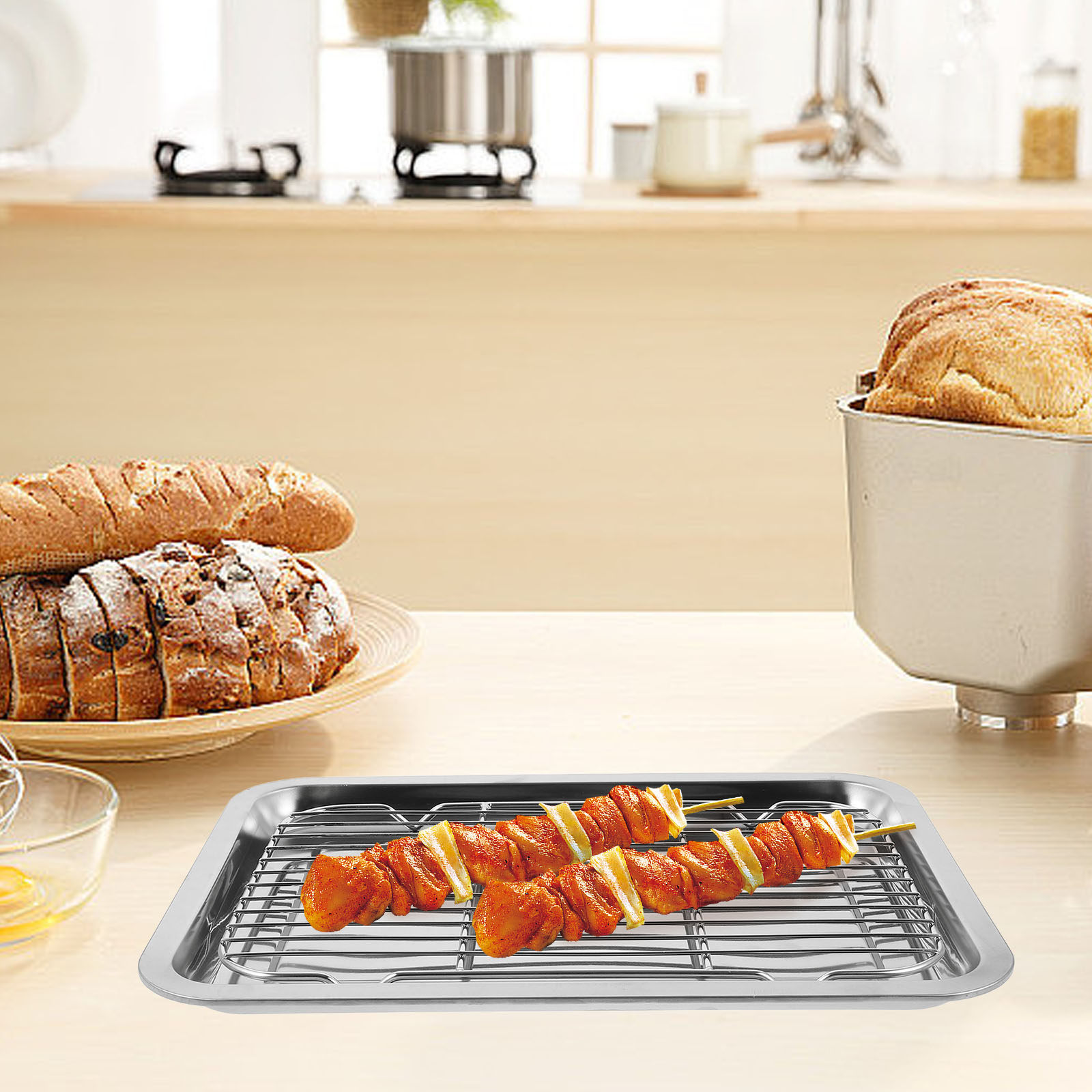 Storage Food Tray - 1Set Rak Kue Kawat Stainless Steel,