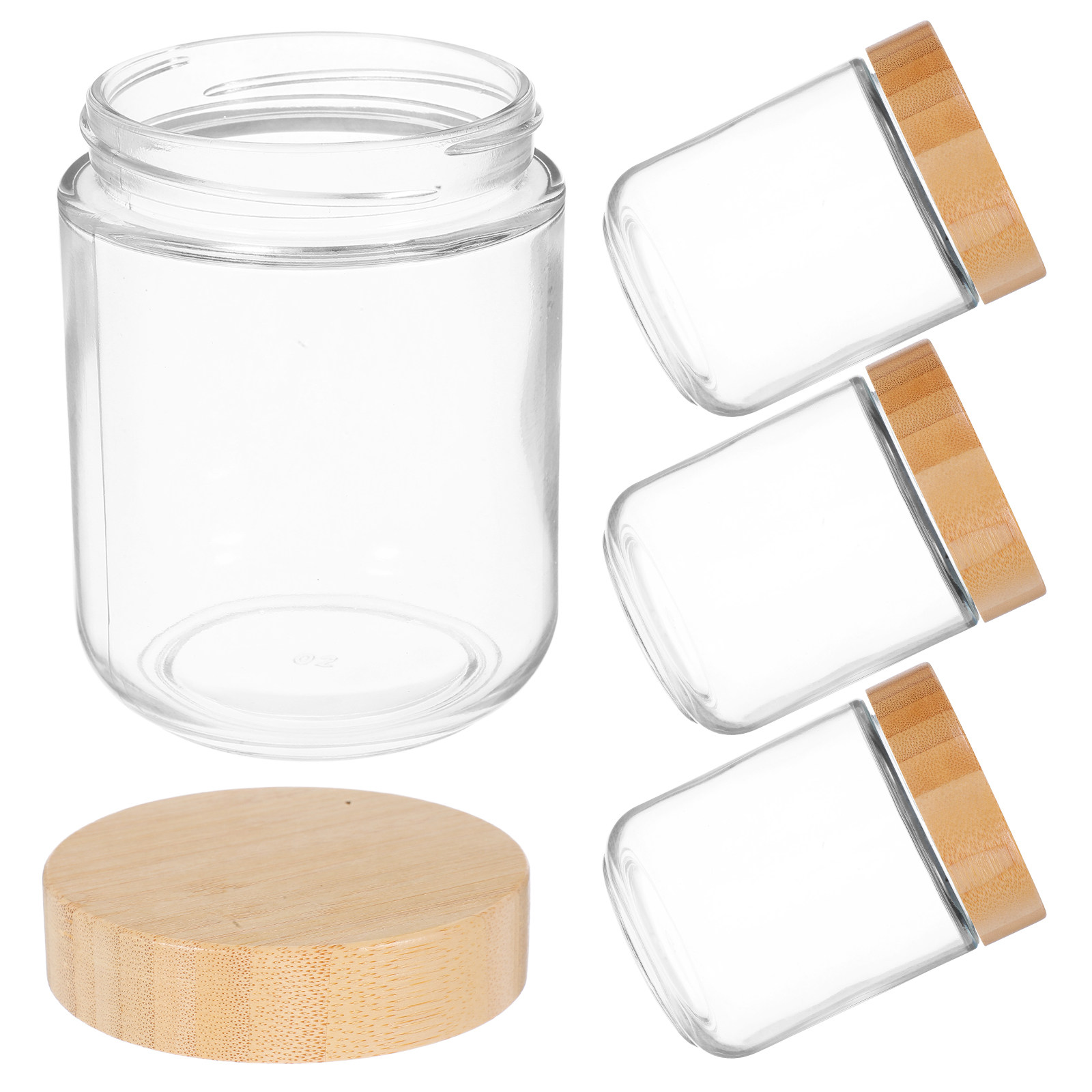 Food Storage Glass Jar - 4Pcs Stoples Kaca Transparan dengan Tutup