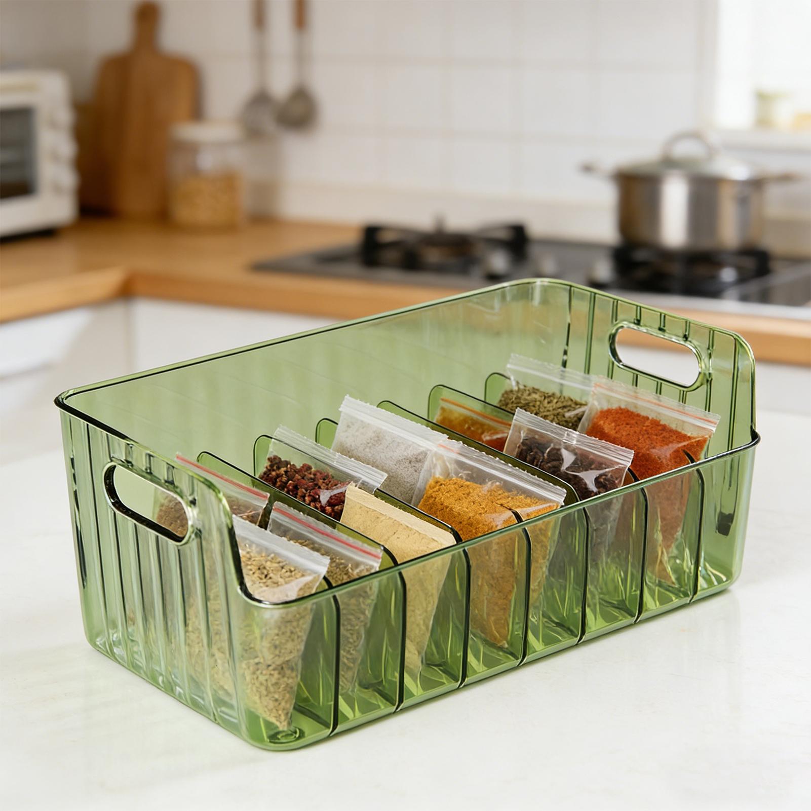 Food Storage In Pantry - Rak Bumbu Transparan Terbagi Kotak Penyimpanan