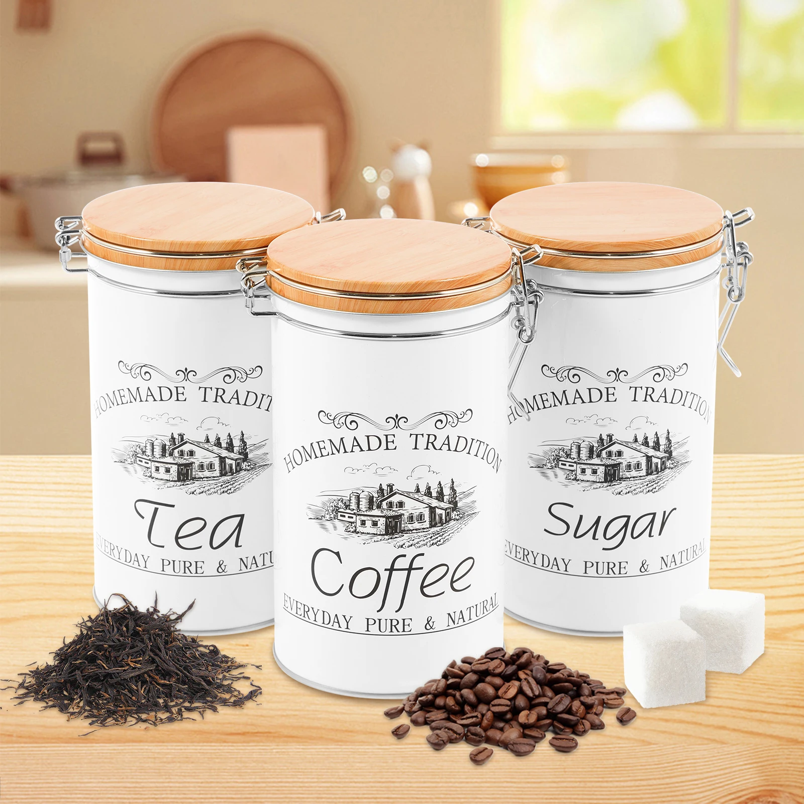 Food Storage Kitchen Container Set - 3 Buah/Set Kaleng Gula Kopi Teh