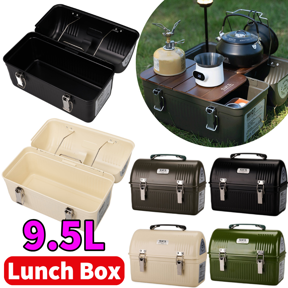 Food Storage Metal Box - Kotak Makan Logam Vintage 9.5L dengan