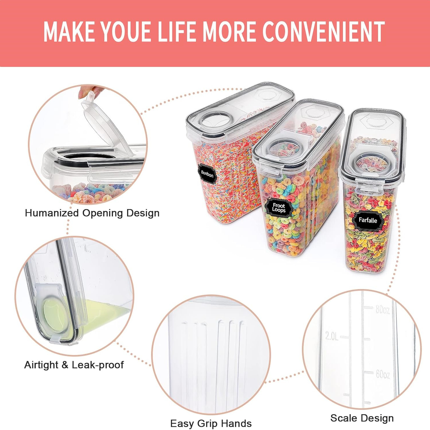 Wadah Penyimpanan Sereal 2,5L  - Food Storage Kitchen Container Set ulasan dan harga
