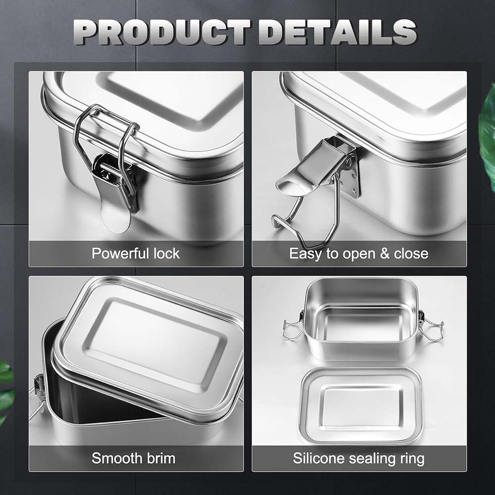 4 buah kotak Bento baja tahan  - Food Storage Lock Box ulasan dan harga