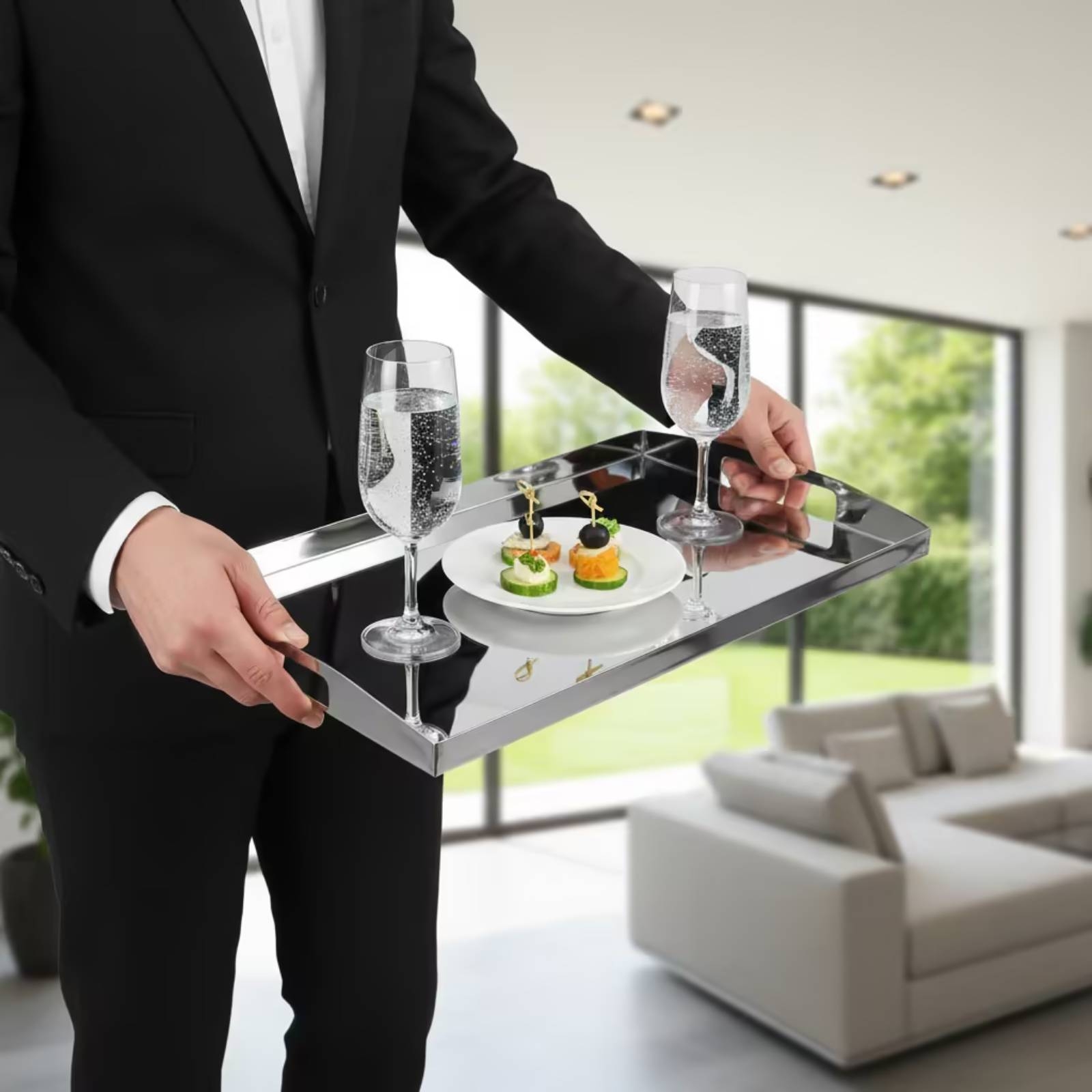 Nampan Baja Tahan Karat Nampan - Storage Food Tray ulasan dan harga