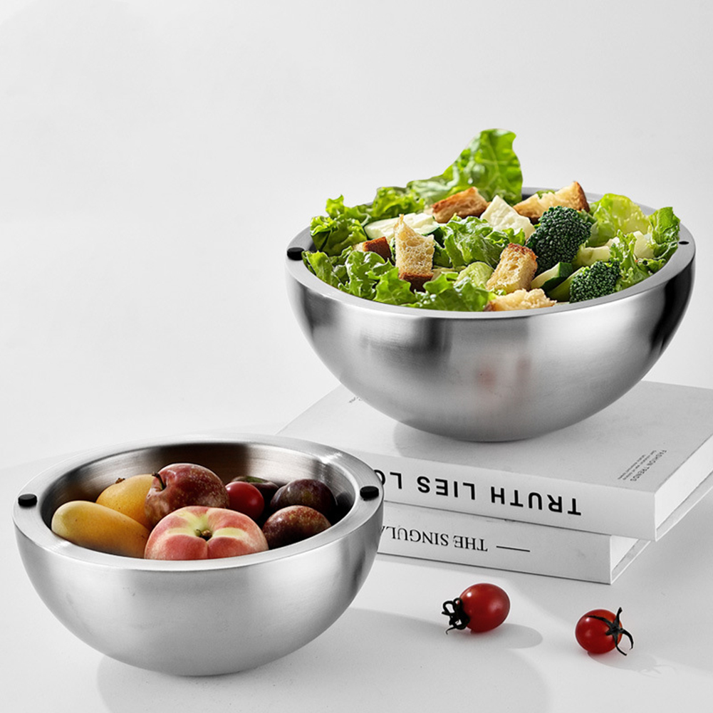 304 Thickened Salad Mixing Bow - Food Storage Metal Box ulasan dan harga