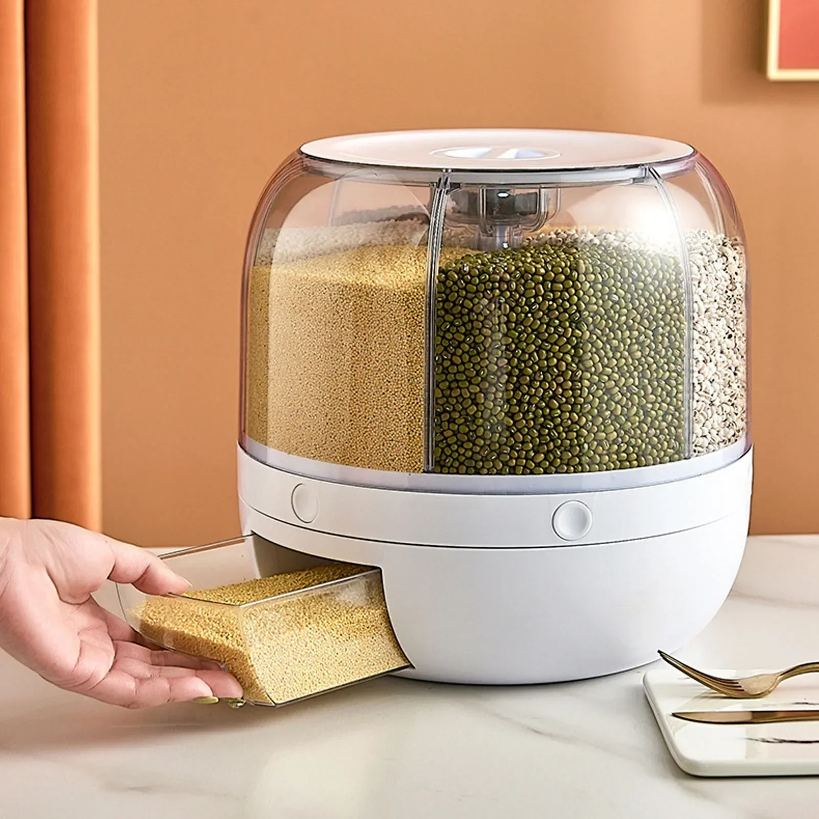 6-Kompartemen 360 °   Wadah Pe - Food Storage In Pantry ulasan dan harga