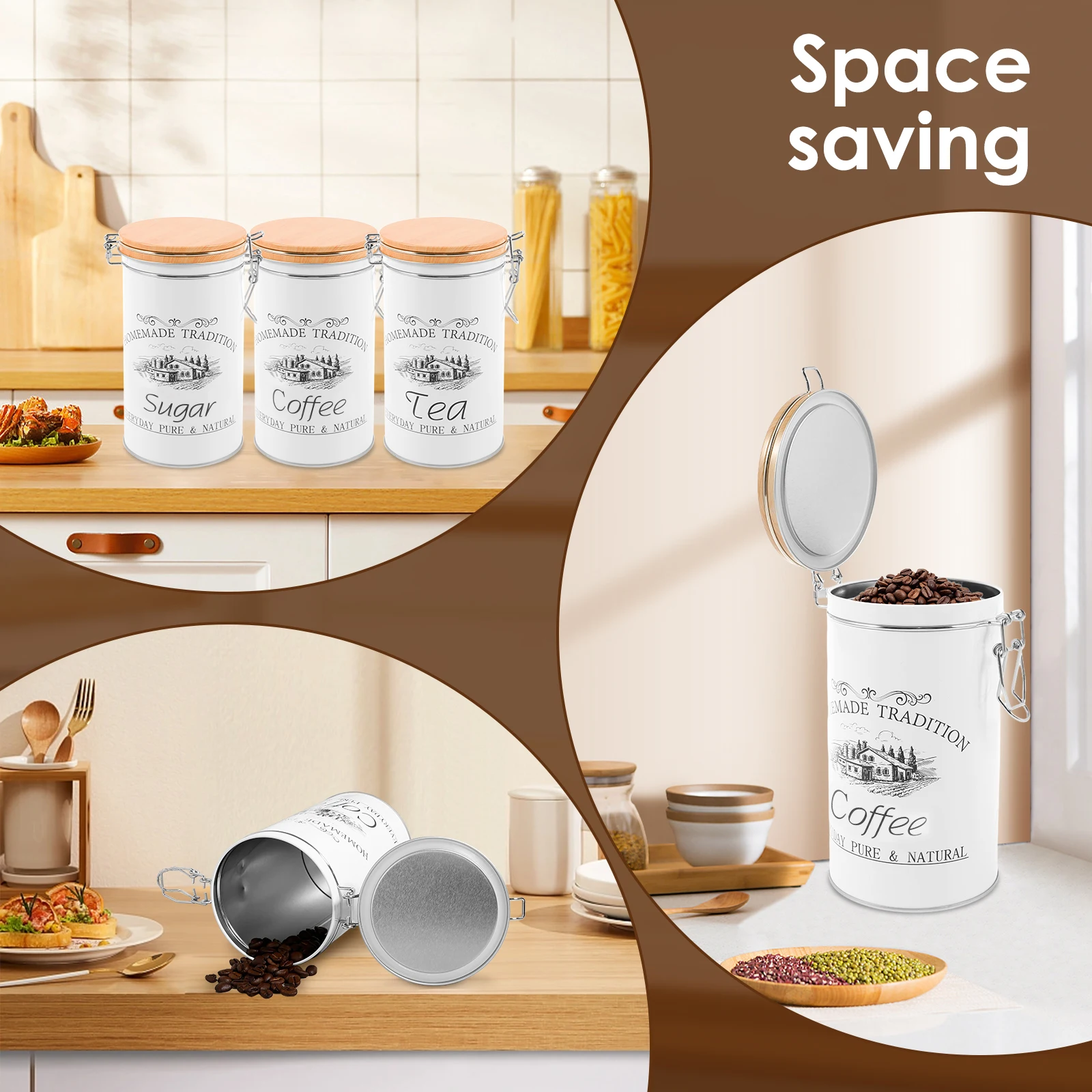 3 Buah/Set Wadah Teh Kopi Gula - Food Storage Kitchen Container Set ulasan dan harga