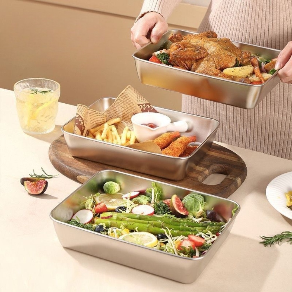 Nampan Sajian Stainless Steel  - Storage Food Tray ulasan dan harga
