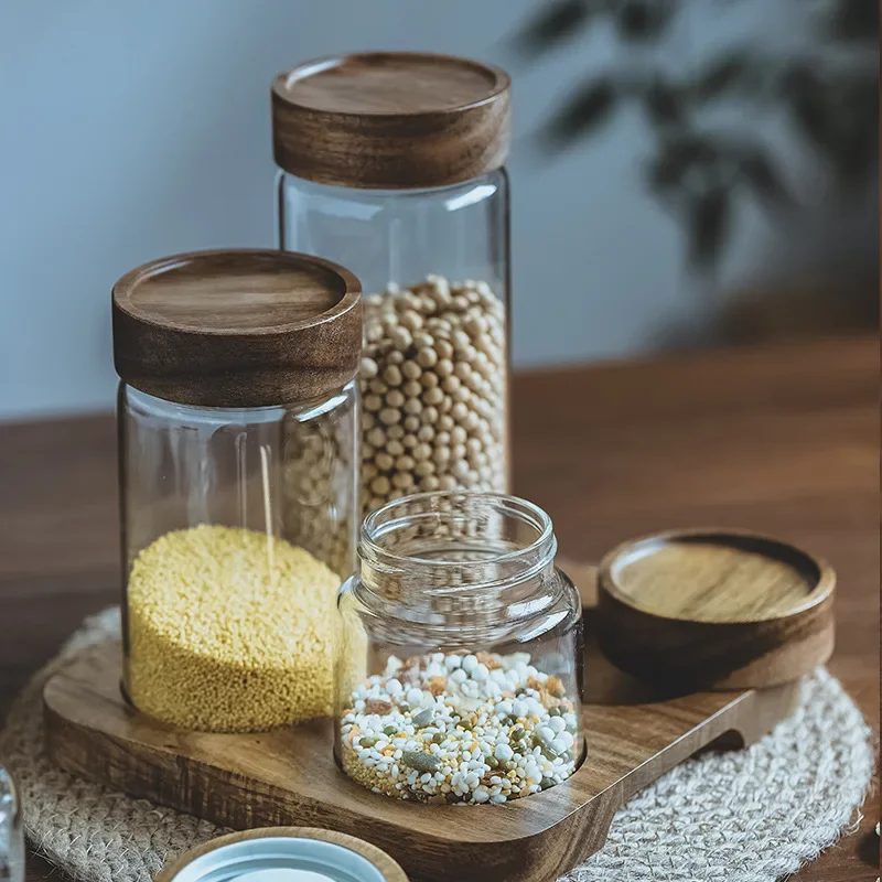 Wadah makanan tutup kayu, wada - Food Storage Kitchen Container Set ulasan dan harga